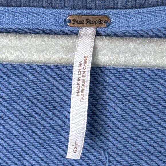 Free People Prudence Pullover Babydoll Sweatshirt Tunic Blue Size Large - Picture 6 of 11